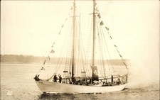 Boothbay Harbor ME Schooner Ship Bowdoin c1900s-10s Real Photo Vintage Postcard picture