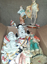 CERAMIC & RESIN CLOWN FIGURES & SCULPTURES LOT X 6  VINTAGE 1970s & 80s GOOD USE picture