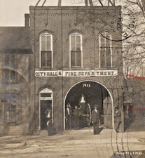 C1910's - Delphi Indiana City Hall & Fire Department RPPC -  Postcard - P15 picture