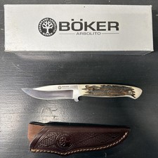 Boker Arbolito Fixed Blade Knife ~Stag FB Exclusive Handle~ Leather Sheath 02BA5 picture
