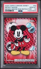 2026 Topps Chrome Disney Mickey Mouse Red & Black /28 PSA 10 GEM MINT #50 picture