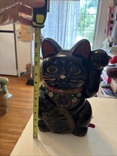 Large Vintage Japanese Maneki Neko Lucky Raised Paw 12 3/4 Ceramic or Terracotta picture