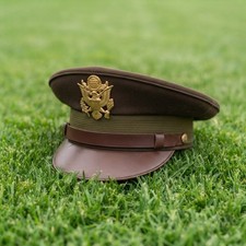 WW2 USAAF US Army Air Corps Officer Pilot OD Visor Crusher Hat Cap Reproduction picture