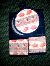 Pigs might fly kitchen towels and potholders picture