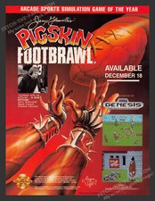 Pigskin Footbrawl Jerry Glanville Video Game 1990s Print Advertisement Ad 1990 picture