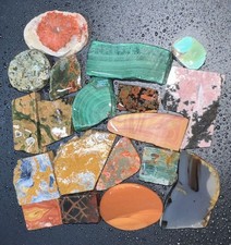 8oz Mixed Lapidary Slabs Slabbetes Cabbing Rough Pietersite Jasper Agate  picture