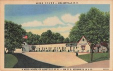 West Court Weaverville NC Motel Postcard US Highways 19 & 23 Asheville 1940s picture