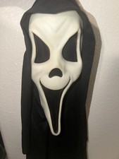 Vtg Fun World Div Happy Ghost Mask Cotton Shroud Smiling Scream Multi Dot Scent picture