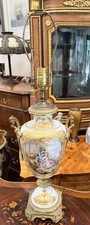 Antique FRENCH 19th C Gilt Bronze White Scenic SEVRES PORCELAIN Urn VASE as LAMP picture