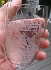 Nice 1905 Old German Lager Pre-prohibition Beer Etched  Glass Seattle Wash. picture
