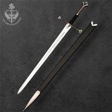 Handmade Knight Sword Stainless Steel Blade with Leather-Wrapped Handle Scabbard picture