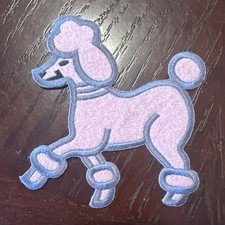 Vintage PINK POODLE Dog Patch 4” Appliqué Fuzzy Felt Embroidered Craft Unused picture