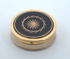 1950's Margaret Rose Round Pill Box Brass Etched Enamel Star Motif England picture