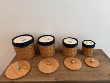 Longaberger 16 Piece Round Canister Set W/Lids and Sealed Containers W/ Liners picture