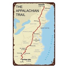 KHOPCHE The Appalachian Trail Map Vintage Metal Signs,Hiking Decor Retro Tin ... picture