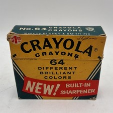 Vintage Crayola 64 Crayons Box Built-In Sharpener Binney & Smith Made in USA picture
