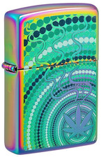 Zippo Cannabis Weed Leaf Design Lighter Iridescent Multi Color 48383 New In Box picture