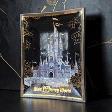 Vintage 1970s Walt Disney World Cinderella Castle Glass Ashtray Gold Souvenir picture