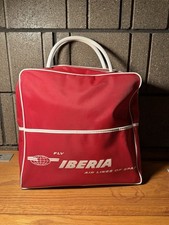 Vintage 70’s IBERIA Spanish Airlines Red Travel Bag Carry On Cabin Bag picture