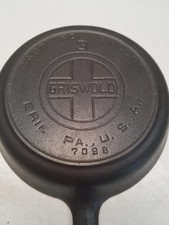 Griswold 709B Large Block Logo #3 Cast Iron Skillet w/ Heat Ring ERIE PA EXC picture