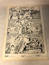 BOOPY THE CAVE BOY original art VEGETARIAN DINOSAUR T-REX 1940s BAKED BARK  picture