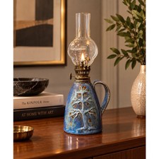 Vintage Studio Pottery Oil Lamp Attributed to Carlos Robledo Blue Tree Design picture