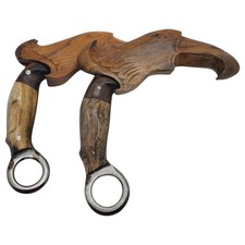 Lot 2  Karambit Knife Eagle Claw Blade Wood Handle Kerambit Handmade Indonesia picture