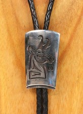 Hopi Pueblo Sterling Silver Antelope Bolo By Loren Phillips picture