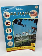 Vintage 1960s SIX FLAGS OVER TEXAS Pictorial GUIDE & MAP Brochure Plastichrome picture
