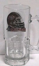 NFL San Francisco 49ers Tankard Mug With Pewter Emblem 8 inch Clear Glass picture