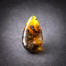 Beautiful Natural Dominican Clear Yellow Brown Amber Polished Stone 26mm picture