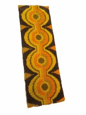 Handmade wool Rug wall hanging vintage brown mid century pop art 60s 70s Germany picture