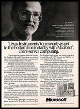 1992 Microsoft Client Server Computing PRINT AD Retro PC Texas Instruments picture