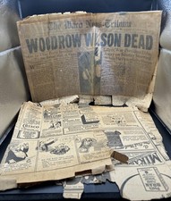 VINTAGE NEWSPAPER HEADLINE ~PRESIDENT Woodrow Wilson DEAD Waco News 1924 picture