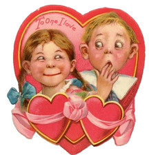 Vintage Frances Brundage Die Cut Valentine Cute Kids One I Love Germany   c1910s picture