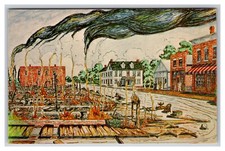 Waldo Rodene Painting City 1881 Fire Pawnee City NE UNP Chrome Postcard Z13 picture
