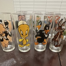 Pepsi Looney Tunes 12 oz Clear Glass Set w/ Tweety, Daffy, Road Runner picture