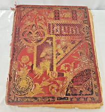 Antique 1880 Victorian scrapbook  die cut cards fashion flowers dogs birds picture