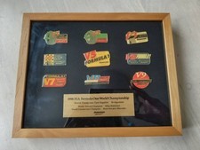 1998 FIA Formula 1 World Championship Bridgestone Pin Badge Set of 9 Framed picture