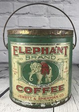 Vtg Elephant Brand Coffee Four 4 Lb Tin Jewett & Sherman Co Milwaukee WI Rare picture