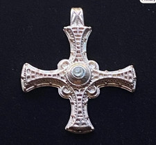 Vintage Celtic 925  silver cross Ornate Pectoral Cross Saint Cuthbert picture