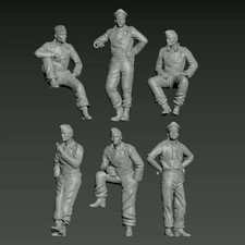 1/72 1/64 1/48 1/35 Wwii German Tank Crew Troops 6pcs Soldier Unpainted picture