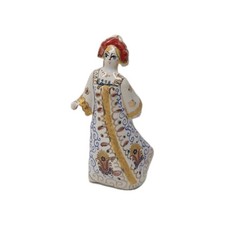 Vintage Soviet Russian Porcelain Dulevo Figurine Folk Dancer Girl In Kokoshnik picture