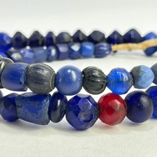 Russian Blue and Cobalt Blue Vaseline Trade Beads 30inch picture