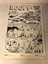 BOOPY THE CAVE BOY original art TITLE PAGE T-REX DINOSAUR 1940s HORSE BURGERS picture
