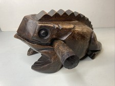 Hand Carved Wooden Toca Percussion Croaking Ribbit Frog Large With Mallet picture