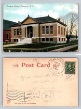 Claremont, NH-New Hampshire, Carnegie Library Buiilding Vintage c1907 Postcard picture