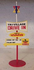Tri-Village DRIVE IN Custom 3d Printed Miniature Sign. UPDATED w/STAR and ARROW. picture
