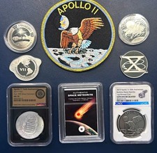 Space Collection - Apollo 11 Patch, Silver Coins, Medals, meteorite Space picture