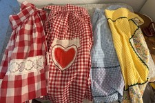 4 VTG/Vtg Inspired Half Cotton Aprons  Lot OF 4 good condition red yellow blue picture